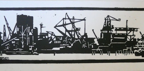 haven rotterdam  lino zwartwit