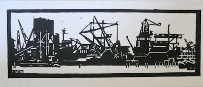 haven rotterdam  lino zwartwit haven rotterdam  lino zwartwit