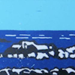 normandie 1 3kl linodruk blauw