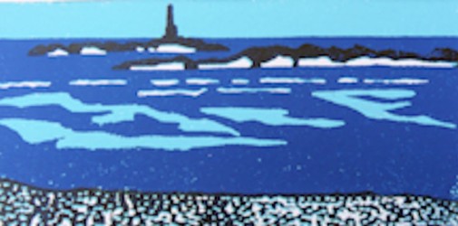 normandie 2 3kl linodruk blauw