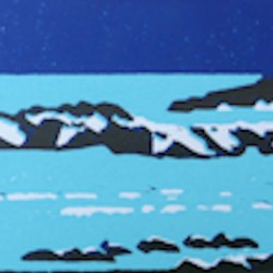 normandie 3 3kl linodruk blauw