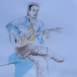 gitarist 1 tekening krijt